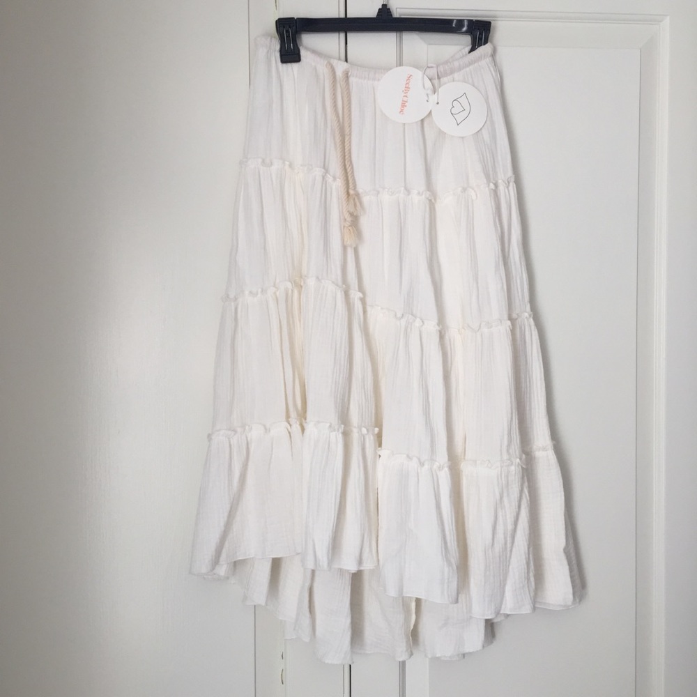 See By Chloé Ruffled Cream Maxi Prairie Skirt M - Picture 3 of 10